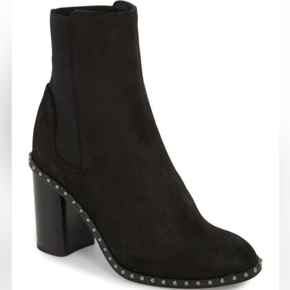 Rag & Bone Romi Black Suede Studded Chelsea Booties Size 39